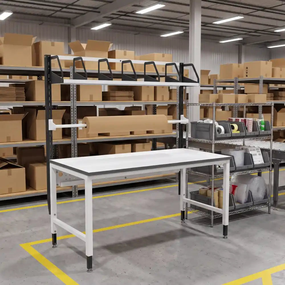 Tavolo da imballaggio Nova PackSmart con altezza regolabile manualmente