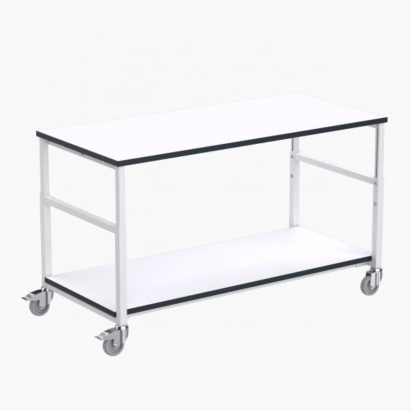 Swift 715 Trolley 1500x700 mm with Two Shelves, Adjustable Height, 4 Swivel Rubber Wheels and 150kg Load Capacity