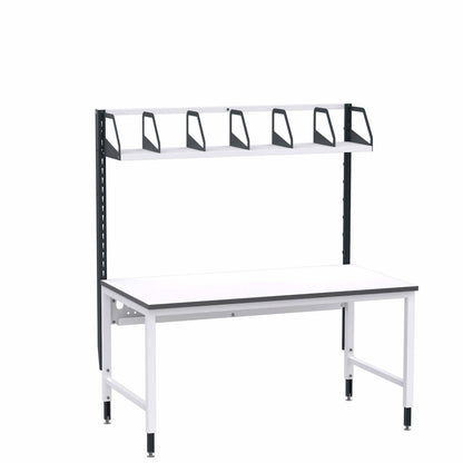 Inpaktafel Nova PackBase met handmatige hoogte-instelling en bovenrek met vakverdelers